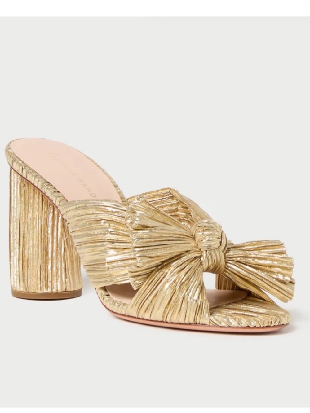 Loeffler Randall Metallic Gold Knotted Bow Block-Heel Mule